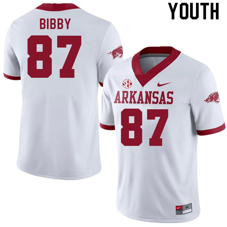 Youth #87 Kamron Bibby Arkansas Razorback College Football Jerseys Stitched Sale-Alternate White - Click Image to Close